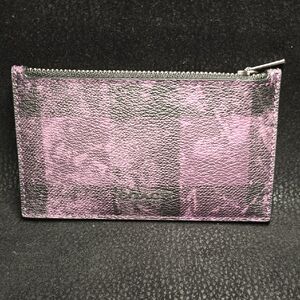 Coach Grunge Buffalo Plaid Print Zip Card Case